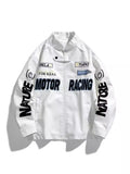 Men's Plus Size Zip Up Motor Racing Leather Jacket