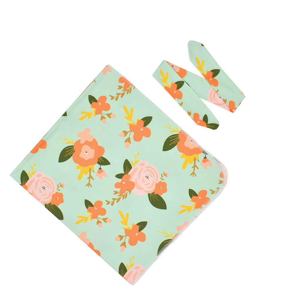 Newborn Swaddle Cloth With Rabbit-ear Knot Hairband Wrap Towel