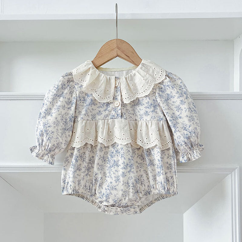 Baby Floral-print Round-neck Long-sleeve Onesie