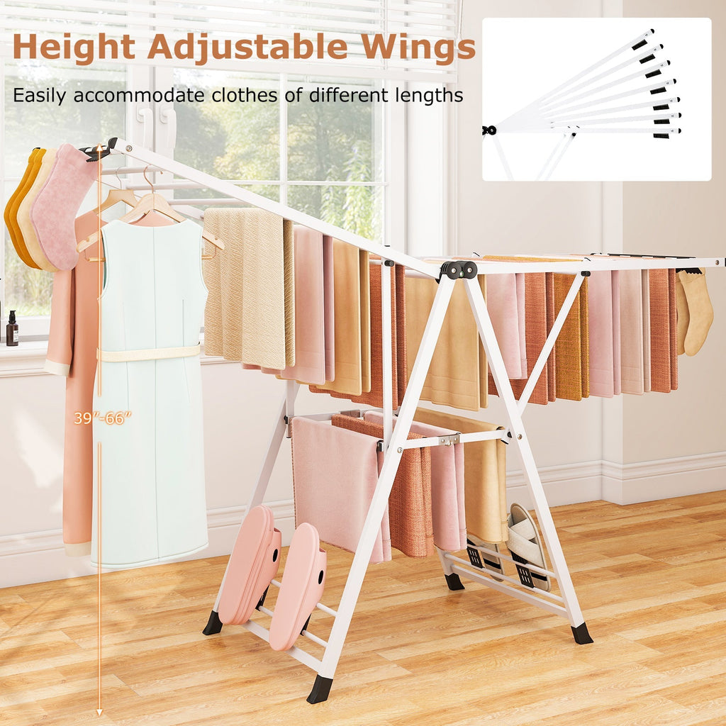 72.5 Inches Clothes Drying Rack with Height Adjustable Wings