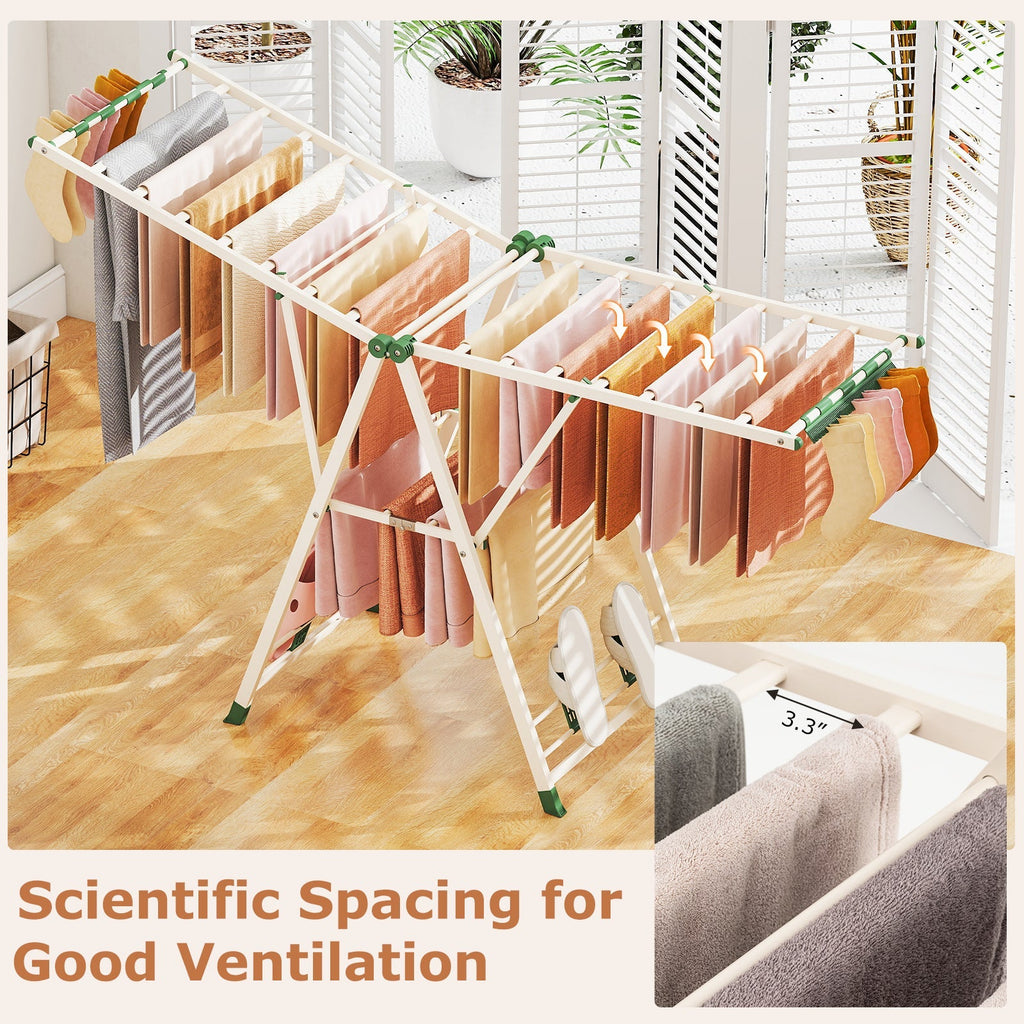 72.5 Inches Clothes Drying Rack with Height Adjustable Wings
