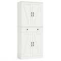 72 Inch Tall Modern Farmhouse Cupboard Cabinet with 4 Barn Doors