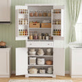 72" Tall Kitchen Pantry Cabinet with 4 Fluted Doors - White