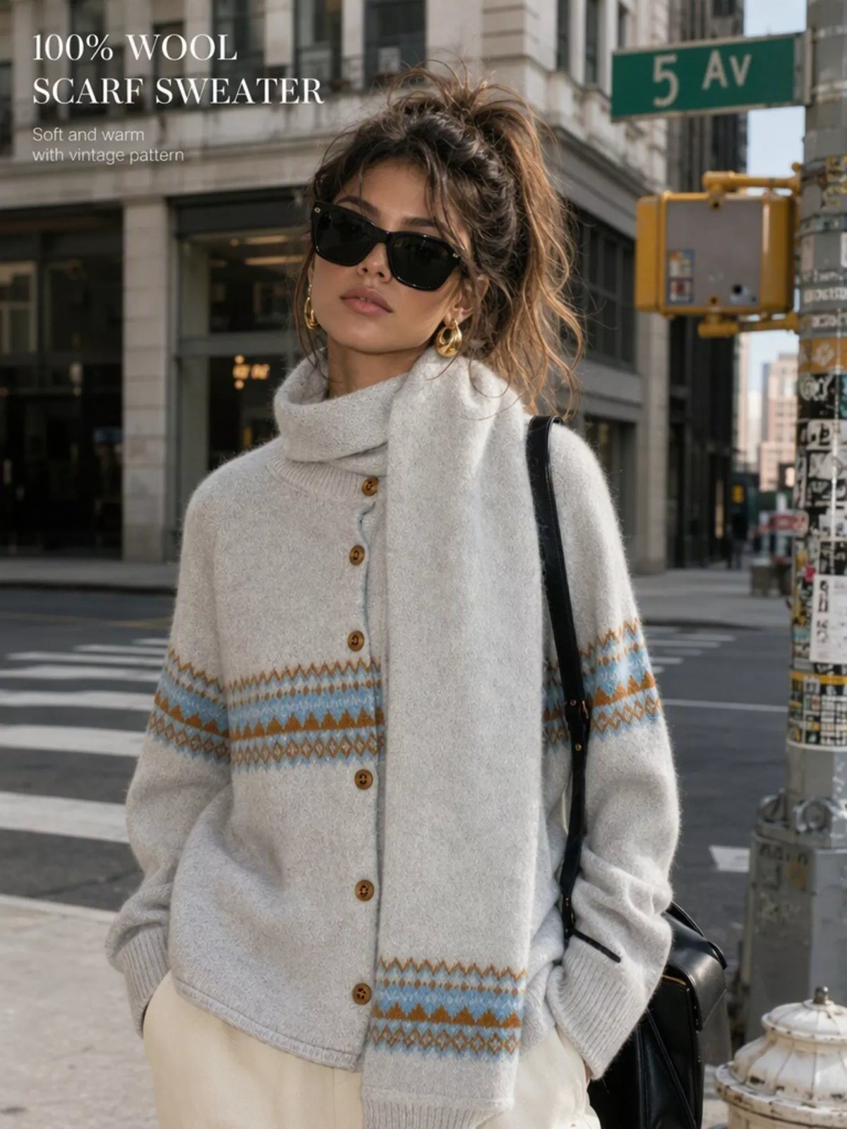 Geometric Button Down Knit Cardigan