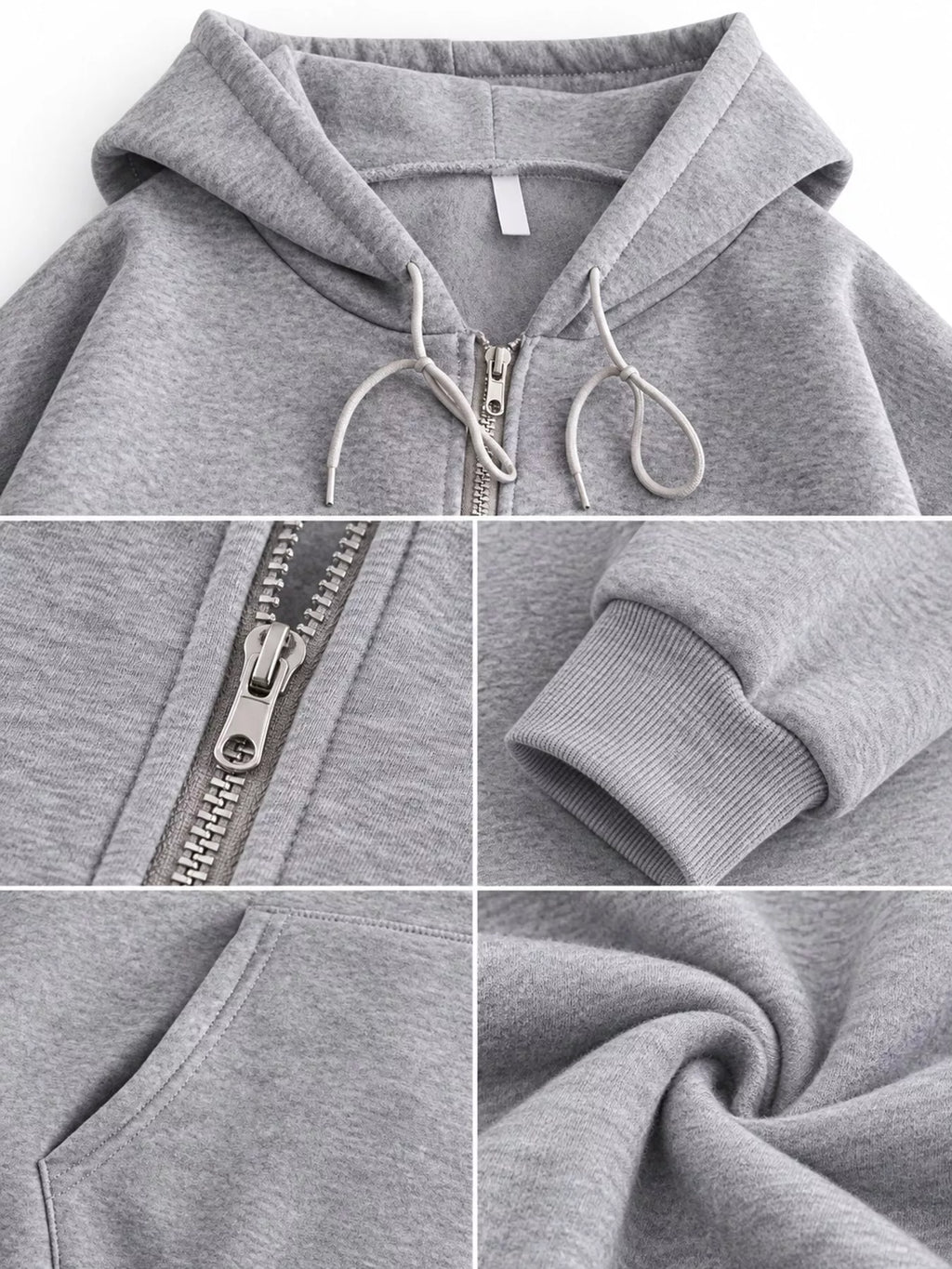 Full Size Oversized Solid Zip-Up Hoodie with Drawstring Plus Size