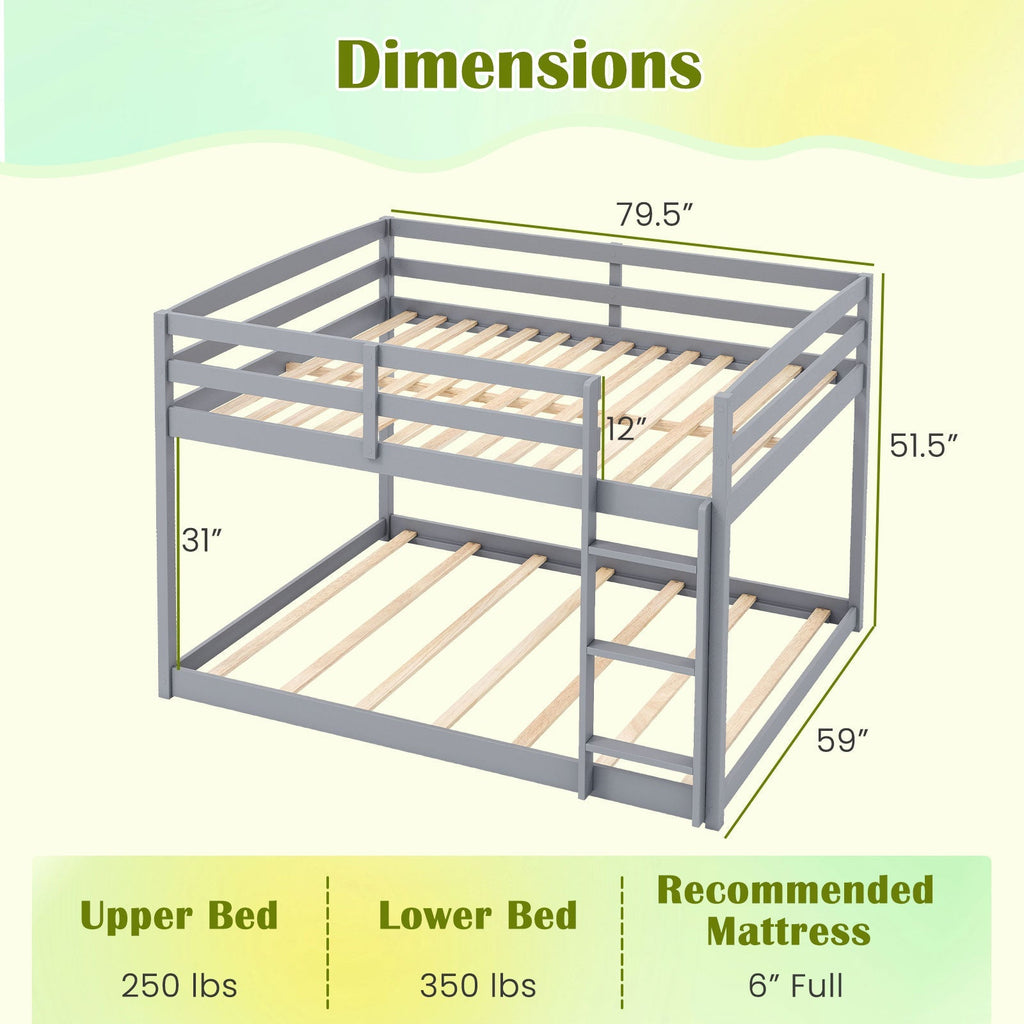Full Over Full Bunk Bed Low-to-ground Bunk Bed