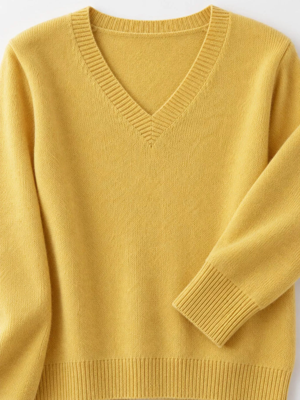 V-Neck Solid Color Sweater