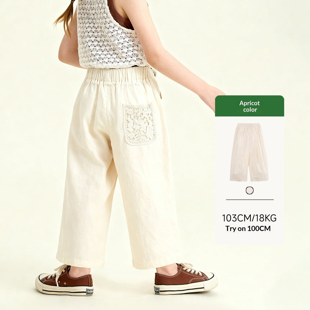Kids High-waisted Straight-leg Relaxed-fit Wide-leg Pants