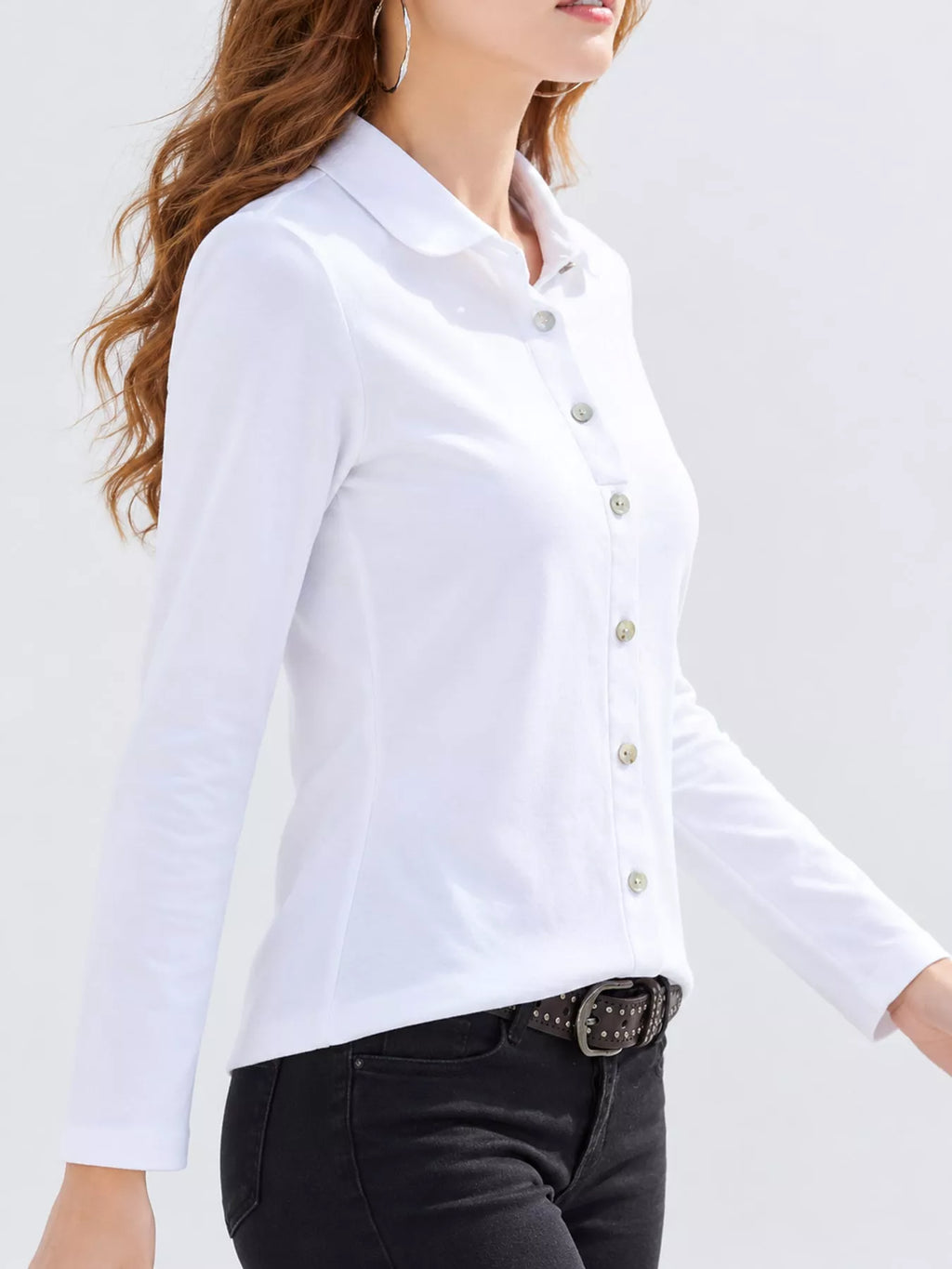 Full Size Button-Down Long Sleeve Shirt Plus Size