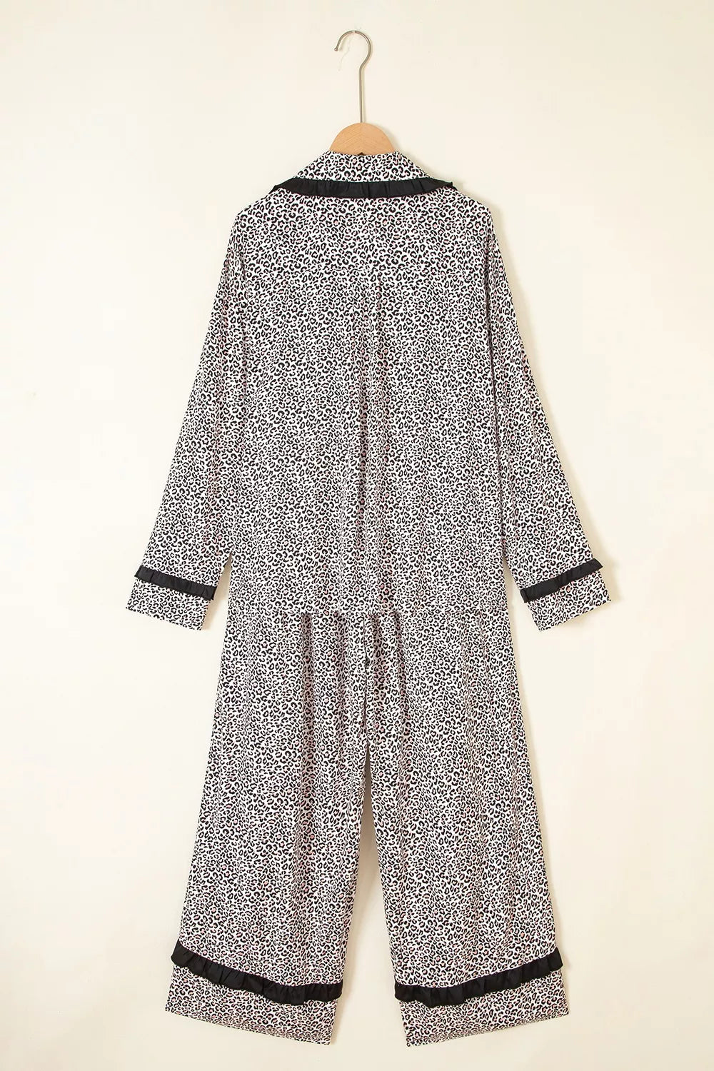 Leopard Print Bow Knot Patchwork Long Sleeve Lounge Set
