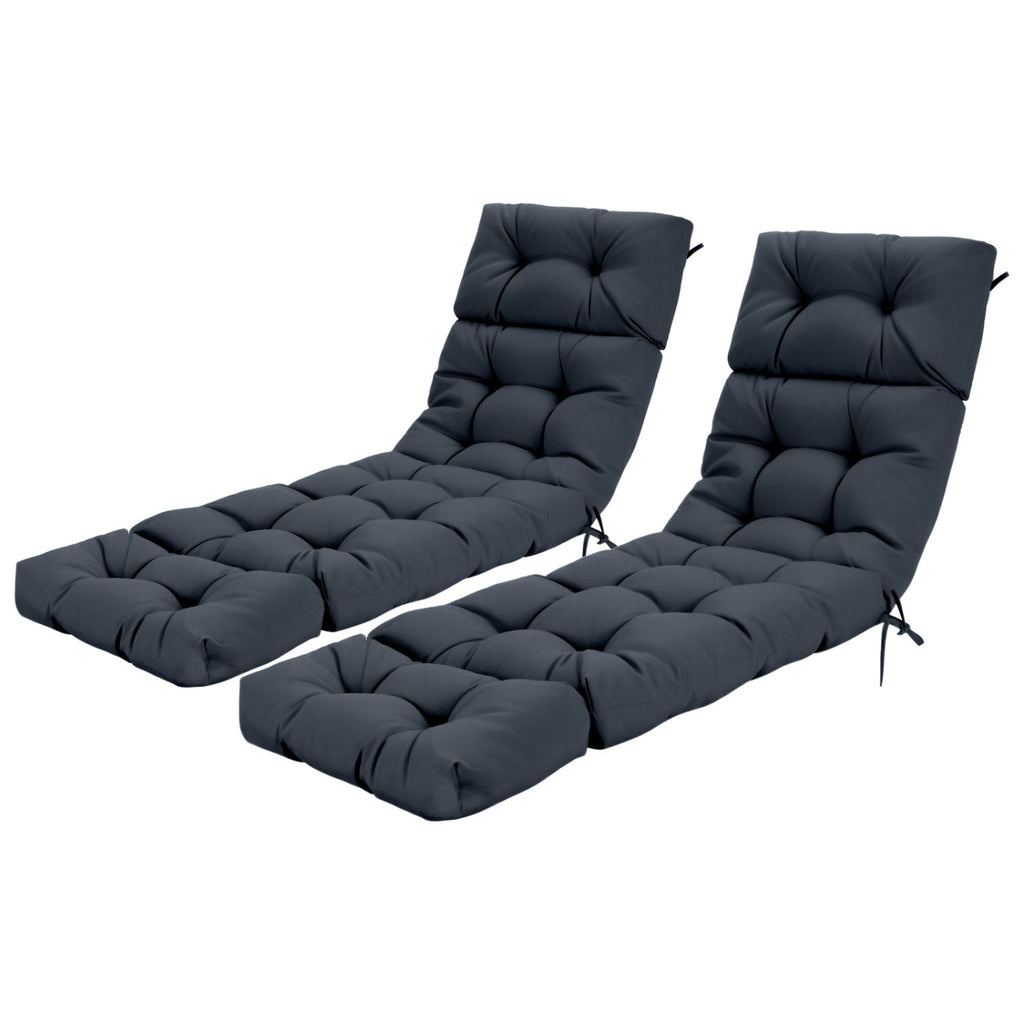 Outdoor Lounge Chaise Cushion Set of 2 - 73x22 Inch High Back