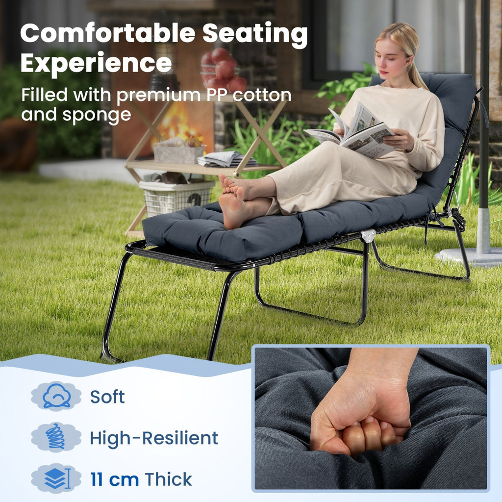 Outdoor Lounge Chaise Cushion Set of 2 - 73x22 Inch High Back