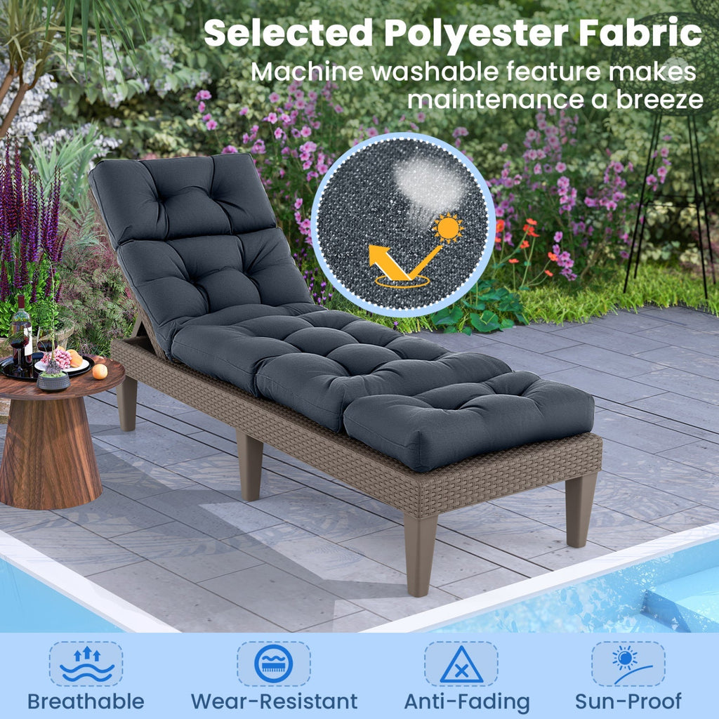 Outdoor Lounge Chaise Cushion Set of 2 - 73x22 Inch High Back