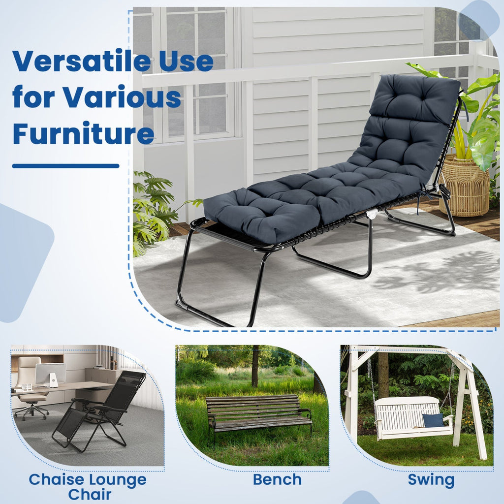 Outdoor Lounge Chaise Cushion Set of 2 - 73x22 Inch High Back