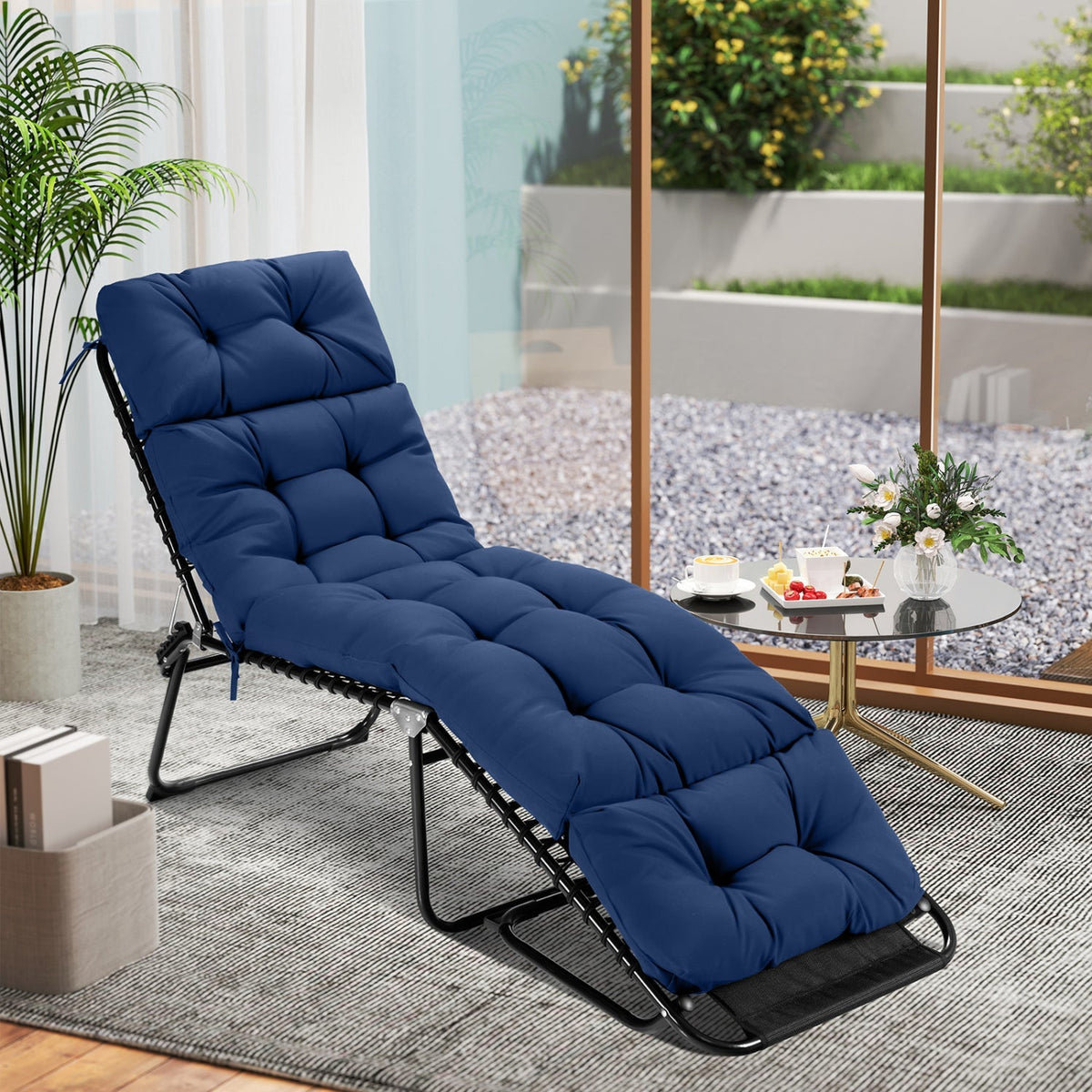 Outdoor Lounge Chaise Cushion Set of 2 - 73x22 Inch High Back