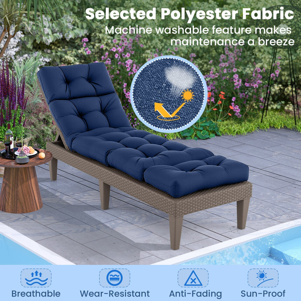 Outdoor Lounge Chaise Cushion Set of 2 - 73x22 Inch High Back