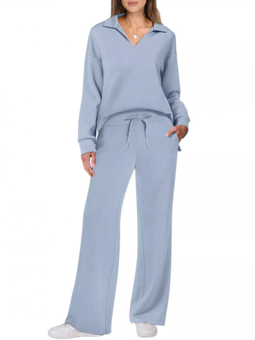 Dropped Shoulder Top and Pants Set