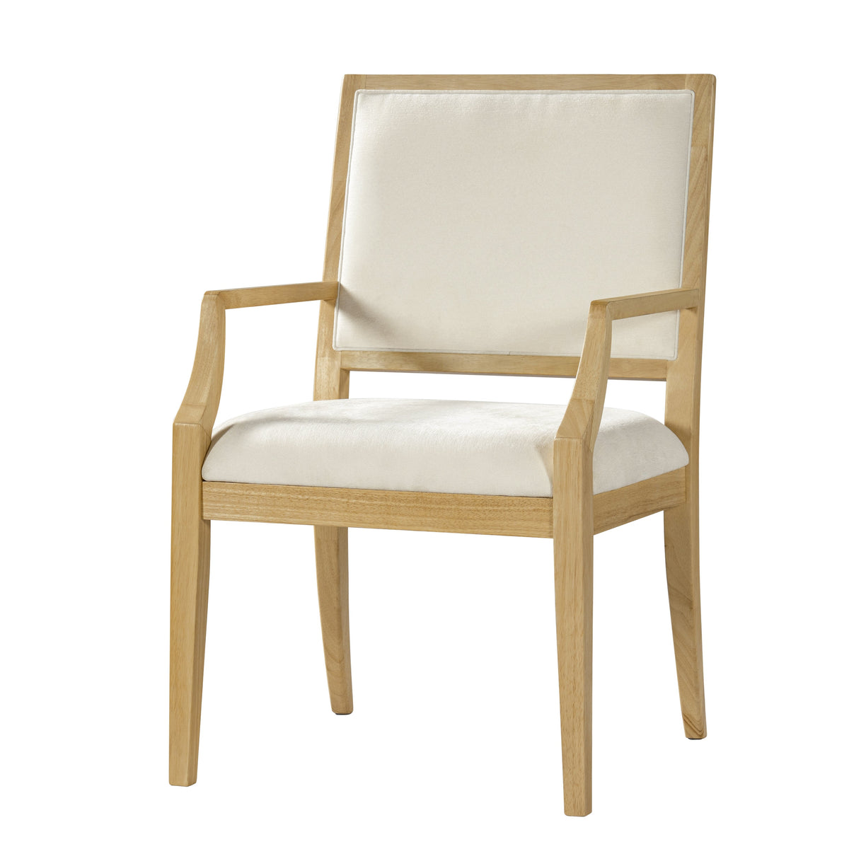 Upholstered Arm Dining Chairs with Rubber Wood Frame - Beige