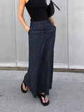 Slit Striped Maxi Skirt
