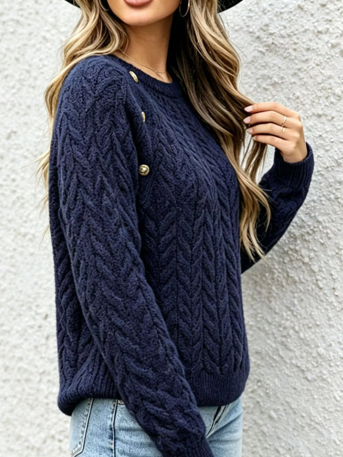 Cable-Knit Raglan Sleeve Sweater