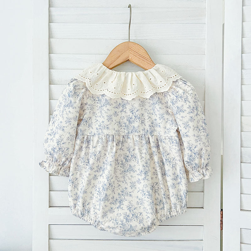 Baby Floral-print Round-neck Long-sleeve Onesie