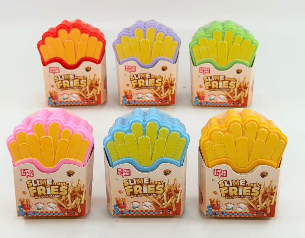 Simulation French Fries Box Crystal Slime Toy, Super Stretchable & Bubbleable, Kids DIY Sensory Stress Relief Fidget Toy
