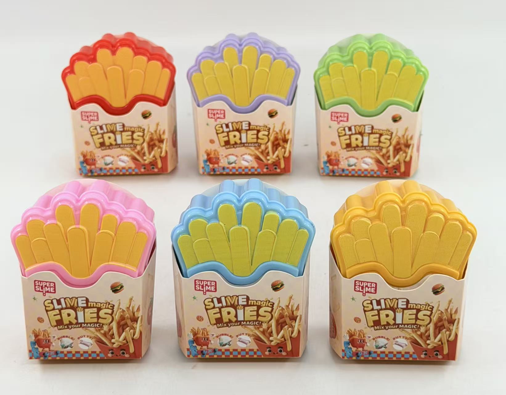Simulation French Fries Box Crystal Slime Toy, Super Stretchable & Bubbleable, Kids DIY Sensory Stress Relief Fidget Toy