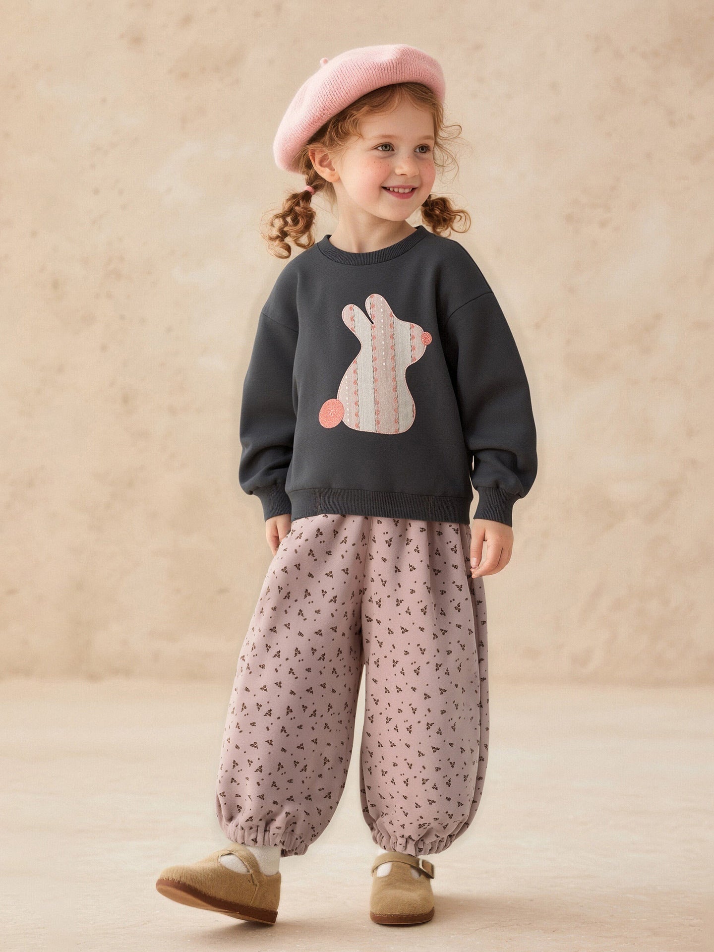 Artistic Little-floral Kids Ankle-tie Versatile Loose-fitting Trousers
