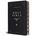 KJV Holy Bible, Giant Print Thinline Large Format, Black Premium Imitation Leather with Ribbon Marker, Red Letter, and Thumb Index - Bonded Leather