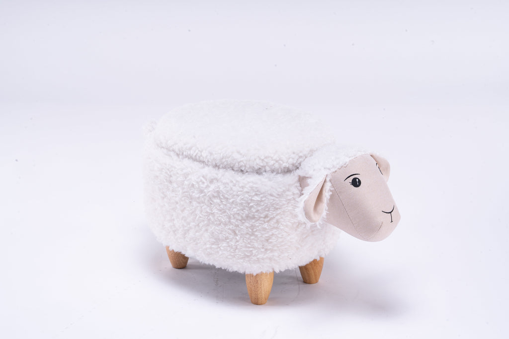 Shiloh the Sheep Storage Ottoman with Hidden Storage - Faux Fur