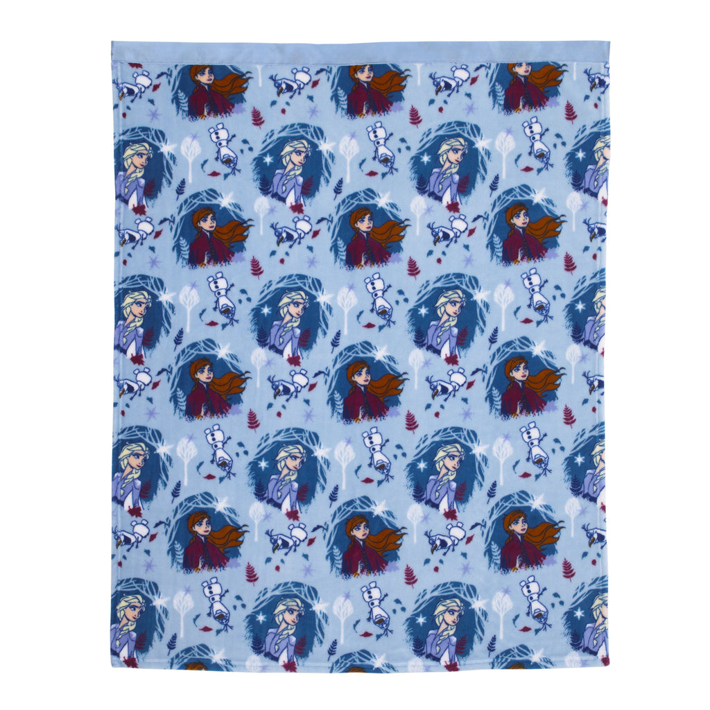 Disney Frozen 2 - Magical Journey - Light Blue, Lavender, Teal and White Super Soft Toddler Blanket