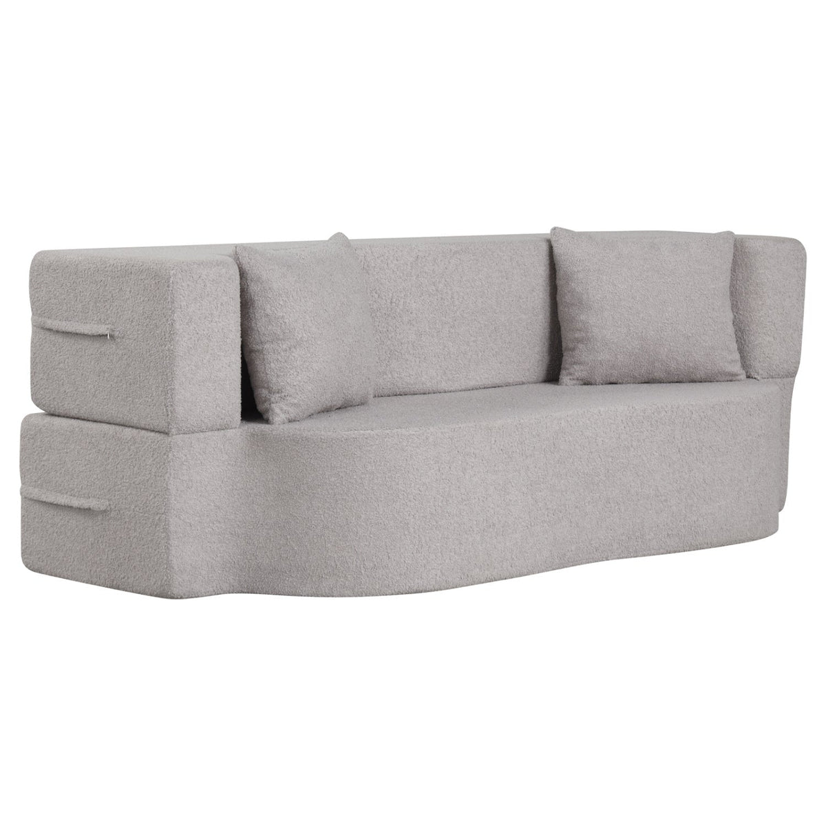 75.5 inch Folding Sofa Bed 2-in-1 Convertible Teddy Fleece Floor Loveseat with 2 Comfortable Pillows