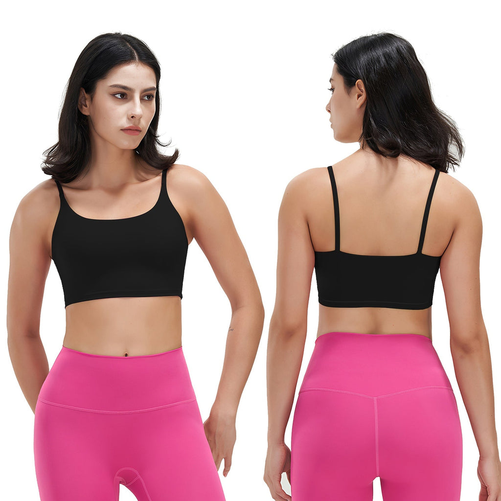 Women Sport Bras with Removable Pads, Low-Impact Square Neck