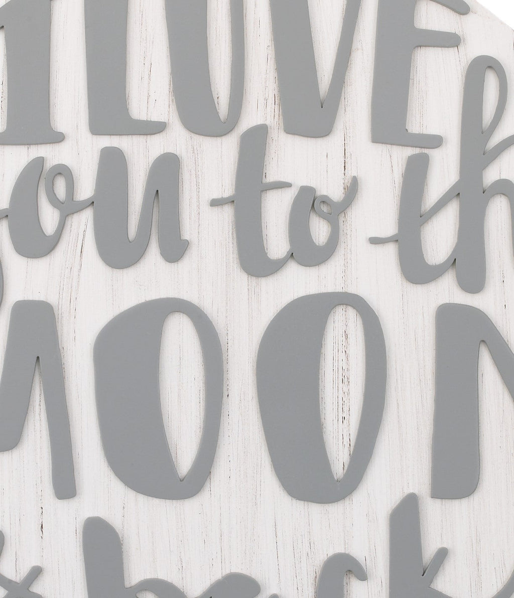Little Love by NoJo Love you to the Moon and Back Grey and White Round Wood Nursery Wall Decor