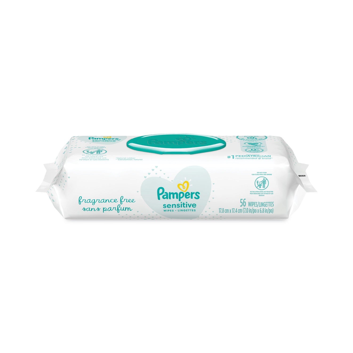 Pampers Sensitive Baby Wipes, 6.8 x 7,  Unscented, White, 56/Pack