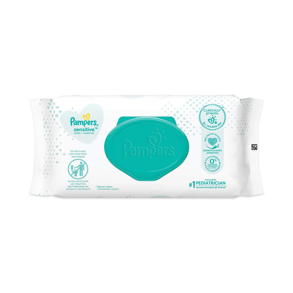 Pampers Sensitive Baby Wipes, 6.8 x 7,  Unscented, White, 56/Pack