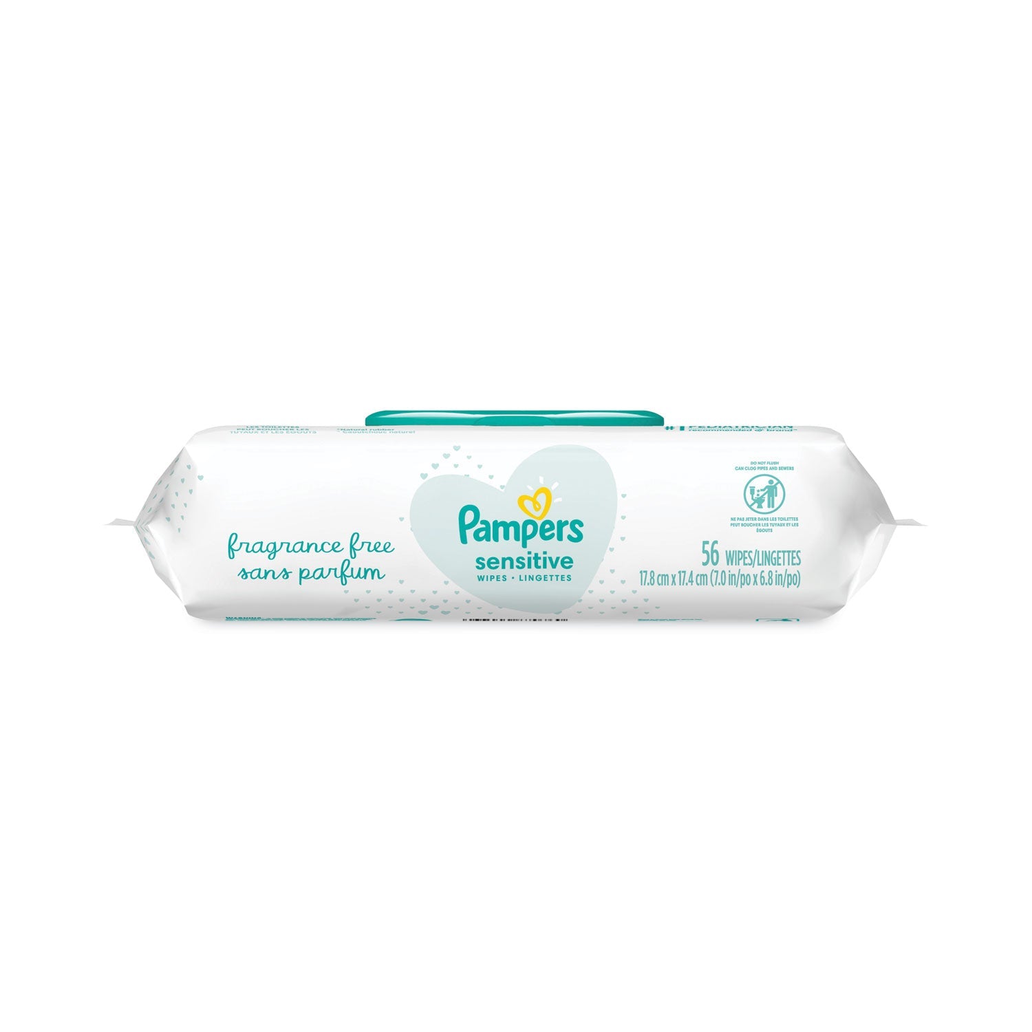 Pampers Sensitive Baby Wipes, 6.8 x 7,  Unscented, White, 56/Pack