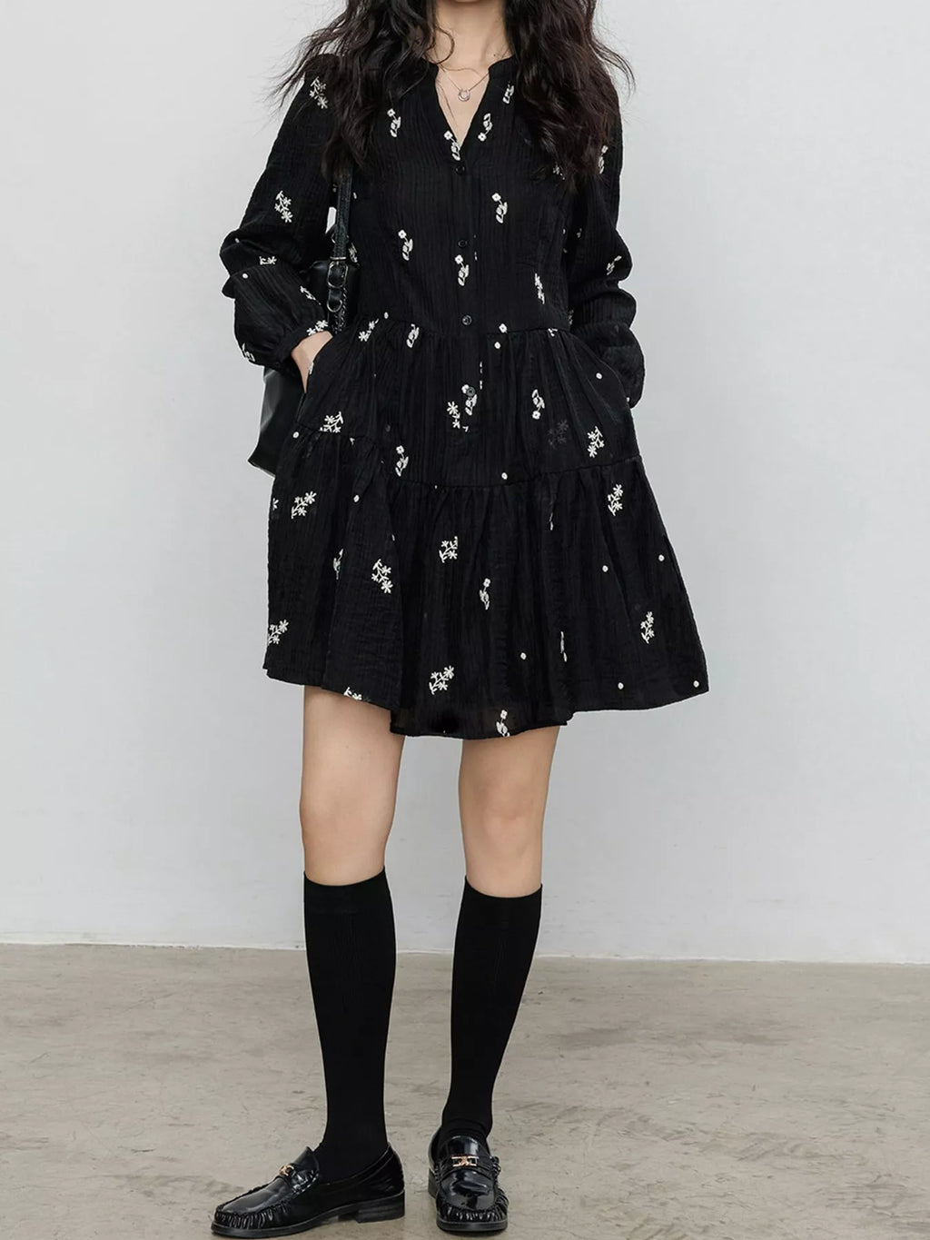Floral Long Sleeve Mini Dress