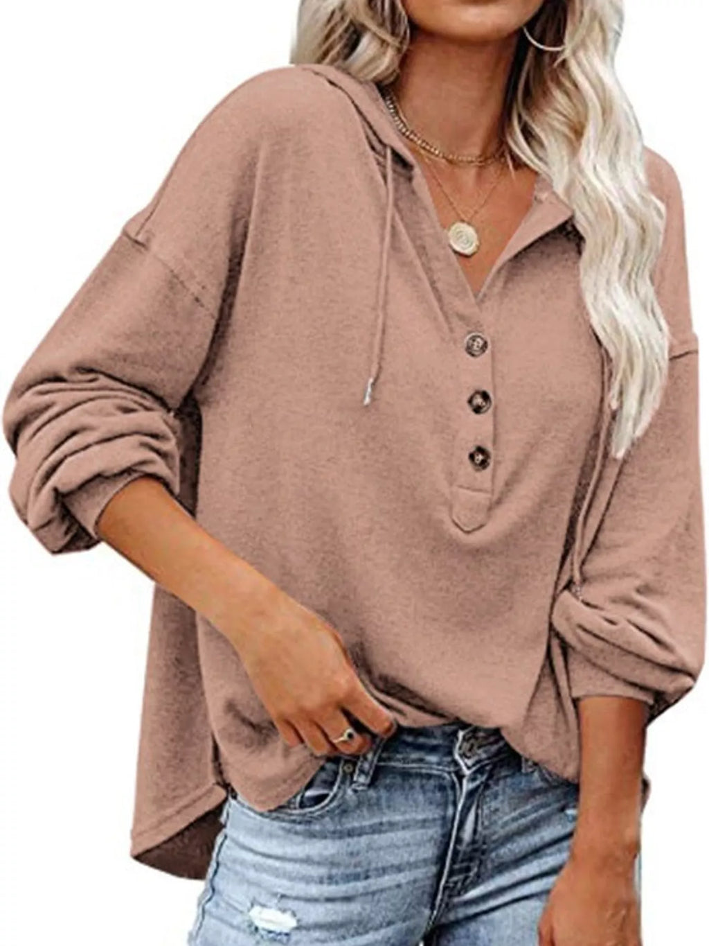 Drawstring Dropped Shoulder Hoodie
