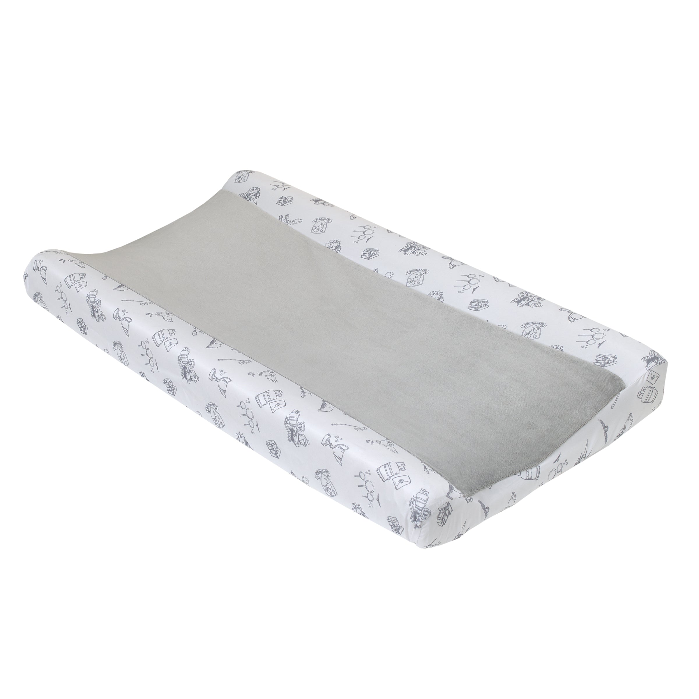 Warner Bros  Harry Potter Magical Moments Grey and White Super Soft Changing Pad Cover