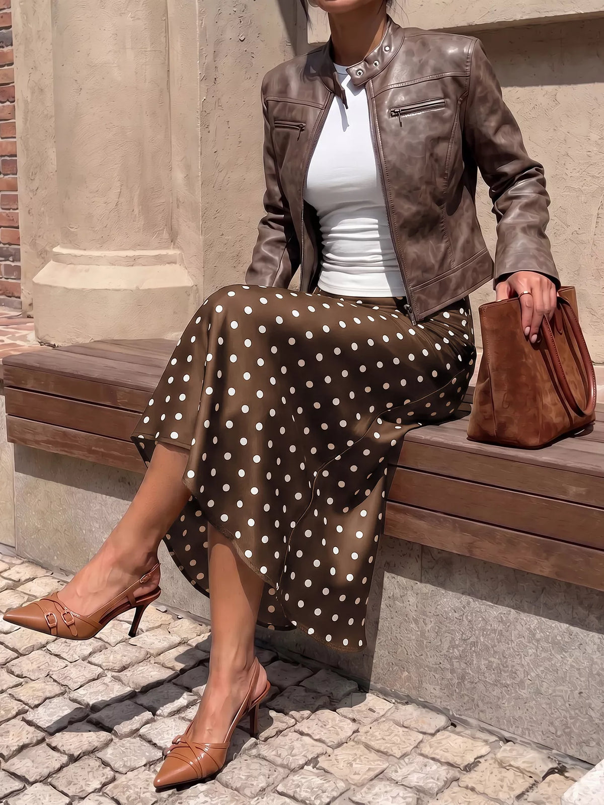 Polka Dot Midi Skirt