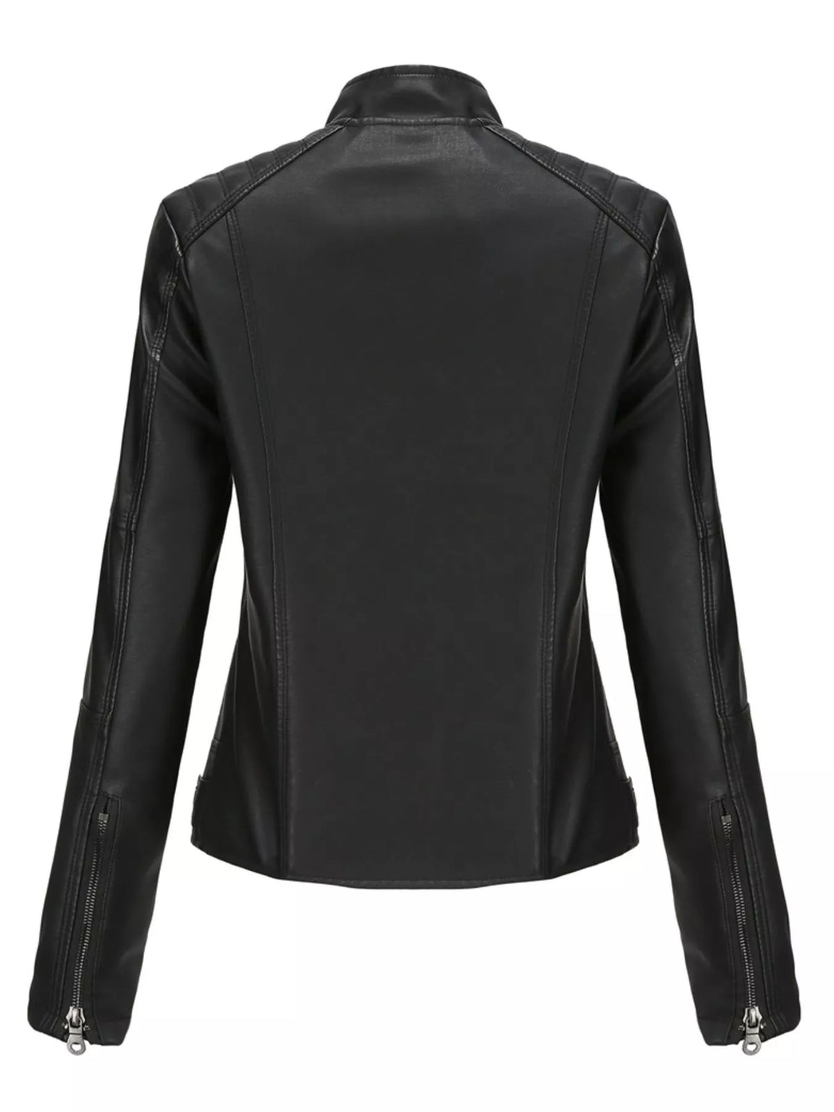 Full Size Slim Fit Faux Leather Moto Jacket Plus Size