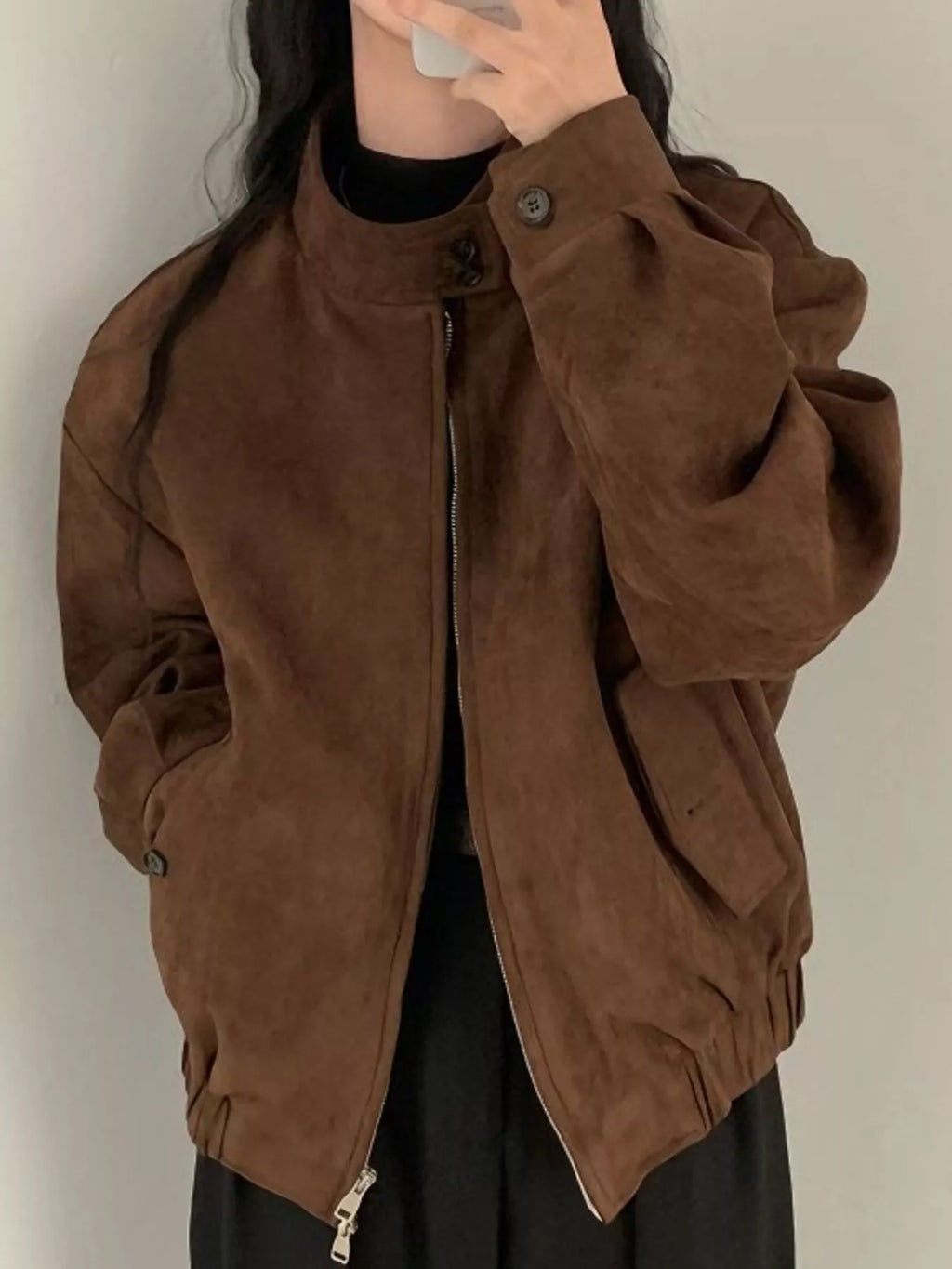 Stand Collar Zip Up Jacket