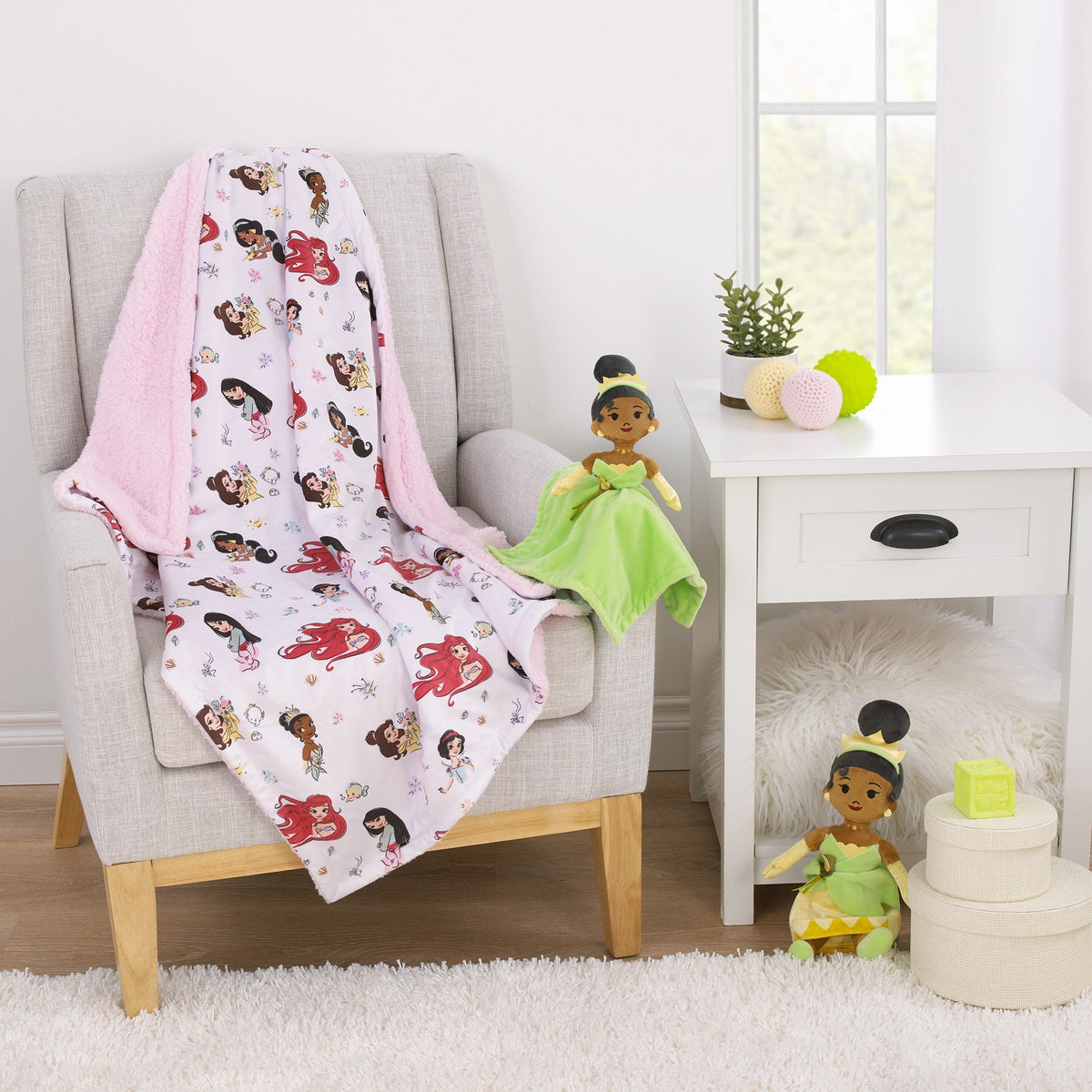 NoJo Disney Tiana Green and Yellow Super Soft Security Baby Blanket