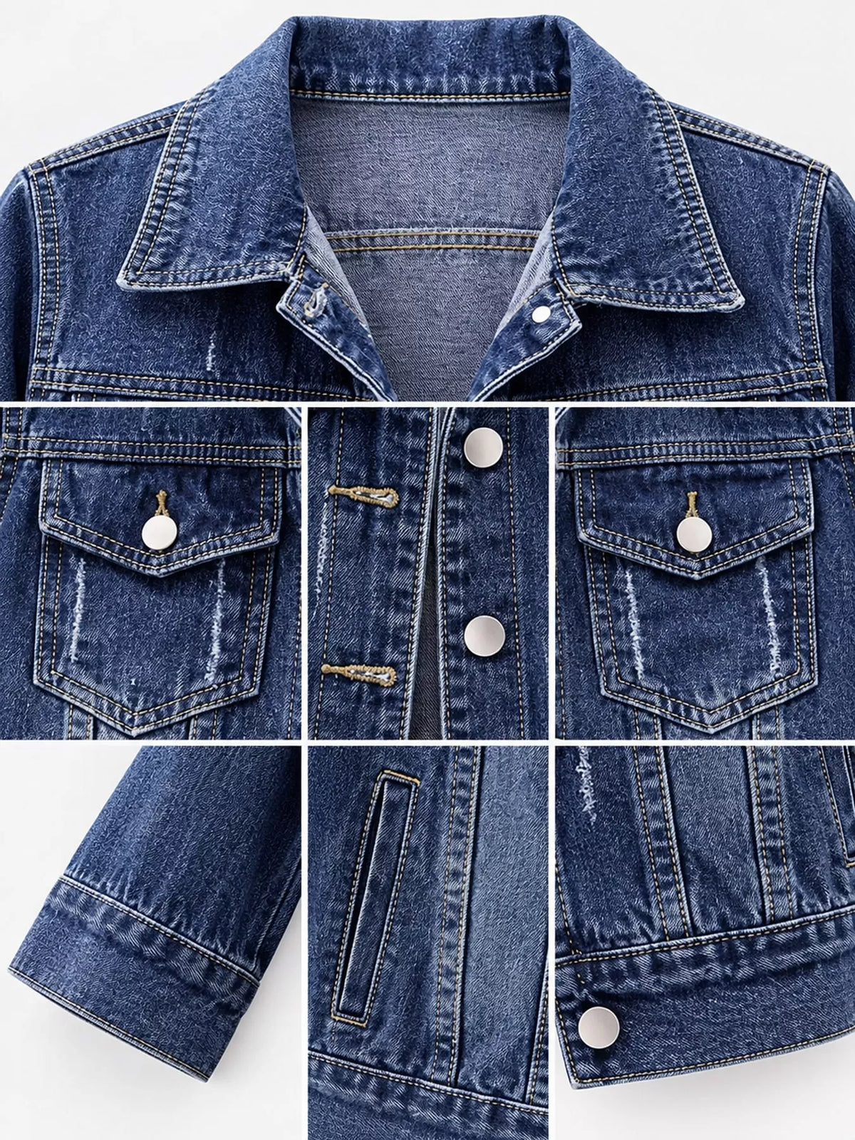 Full Size Distressed Mid-Sleeve Denim Jacket Plus Size