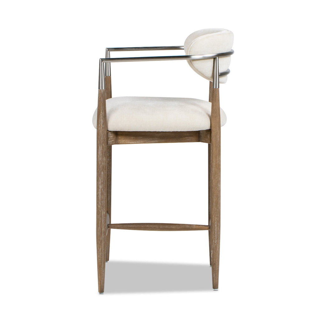Artemis 26" Mixed Material Upholstered Counter Stool with Solid Rubberwood Frame - Warm
