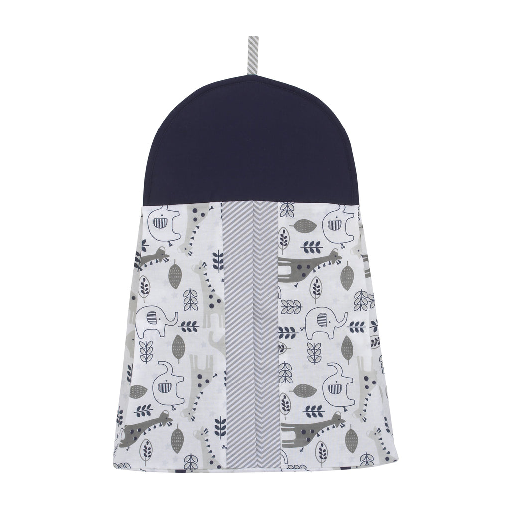NoJo Love You To The Moon - Navy, Grey and Blue 4 Piece Nursery Crib Bedding Set with Comforter, Fitted Crib Sheet, Dust Ruffle, Diaper Stacker