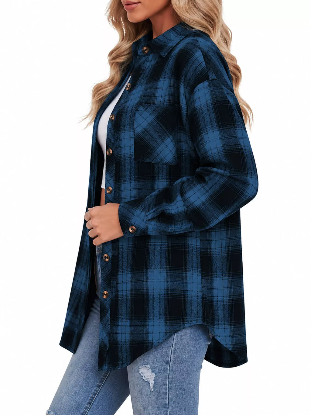 Plaid Button-Down Oversized Shirt