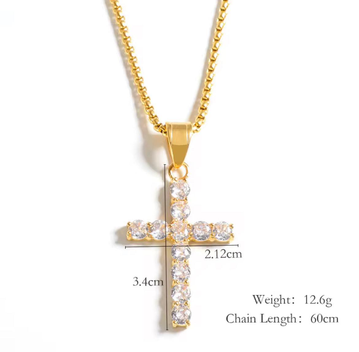 HE IS RISEN 18K CUBIC ZIRCONIA CROSS NECKLACE