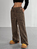 Leopard Wide-Leg Drawstring Pants